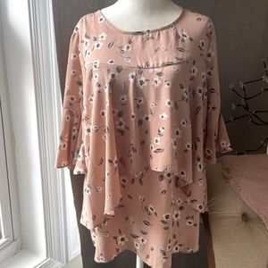 Med Pleione Floral Blouse tiered ruffles